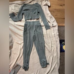 SO Gray Ribbed Pajama Set